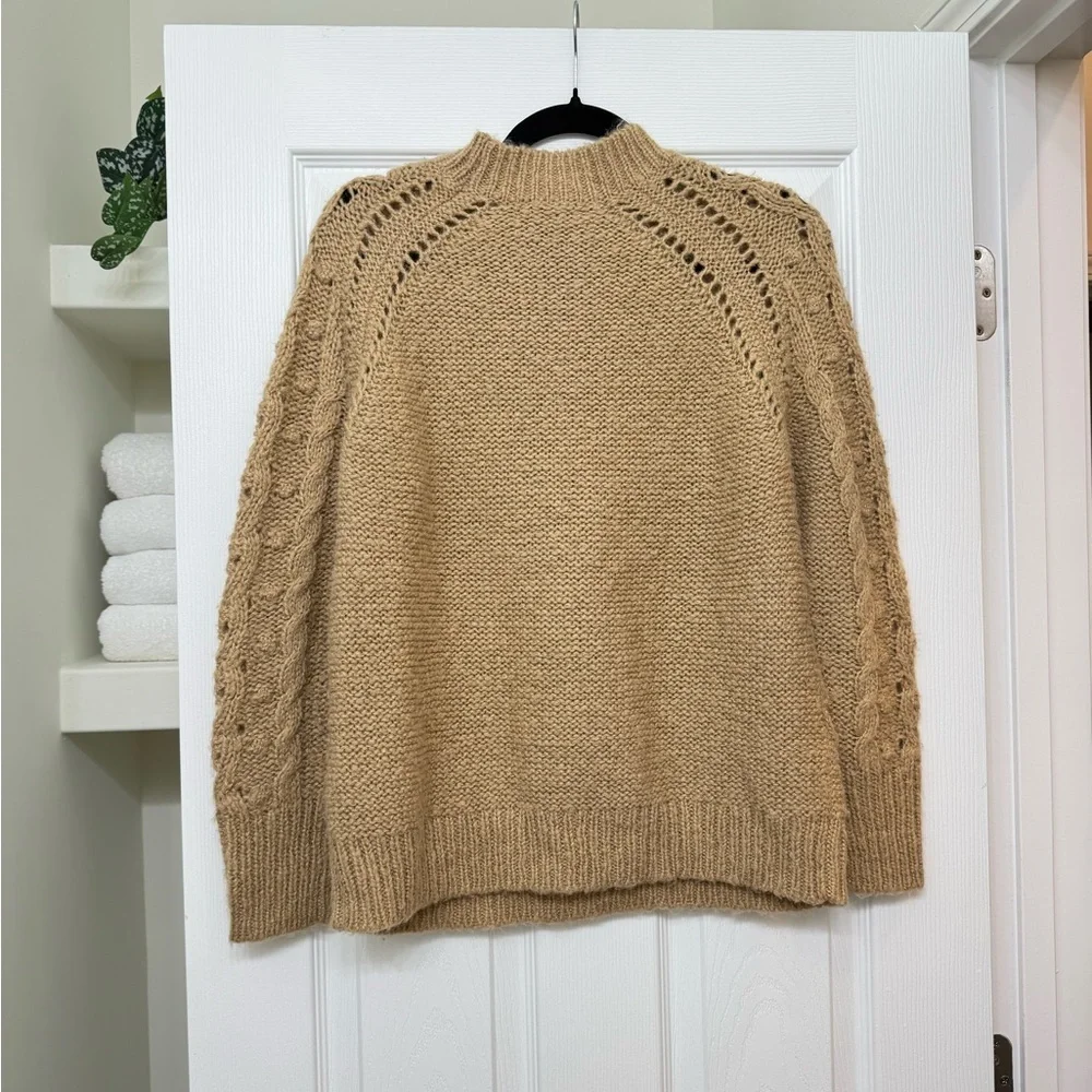 J.Crew Cable Knit Pointelle Sweater With Popcorn Flowers Size XS